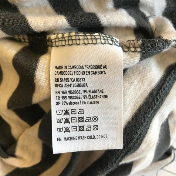 AEO Soft & Sexy Womens Striped Charcoal Gray Short Sleeve Tee Shirt Size S - Picture 5 of 5